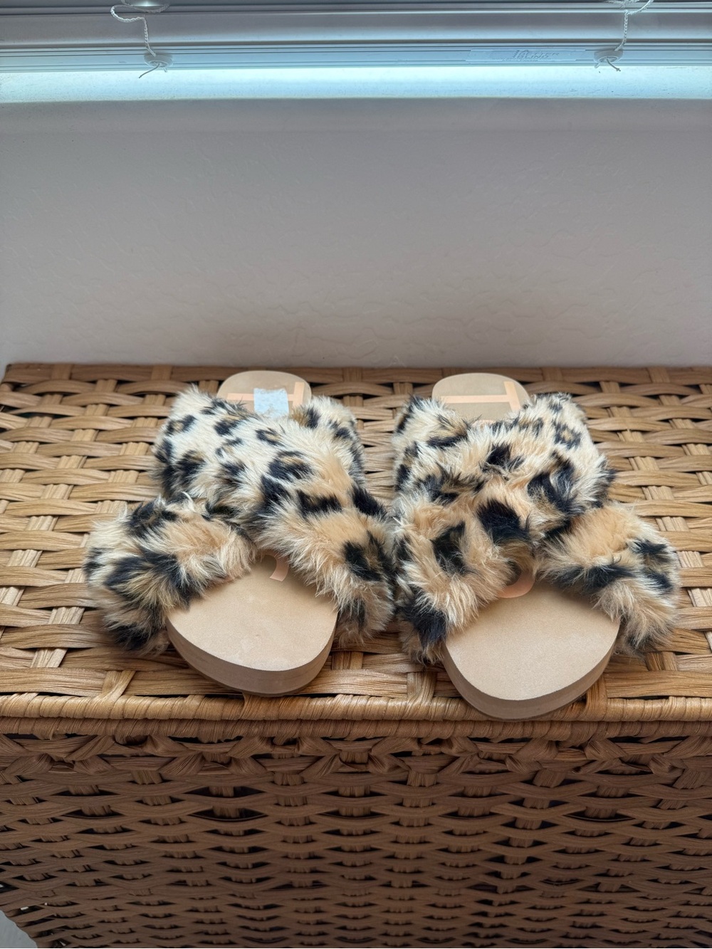 Tom's Women Leopard Faux-Fur Slide Sandals - Tan/Black, Size 10